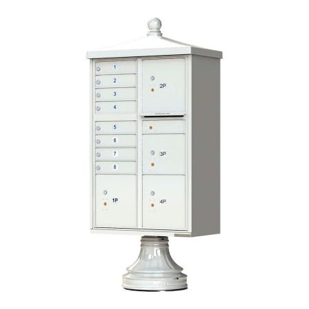 Florence Mfg Co Vital Cluster Box Unit w/Vogue Traditional Accessories, 8 Mailboxes & 4 Parcel Lockers, Postal Grey 1570-8T6V2PG